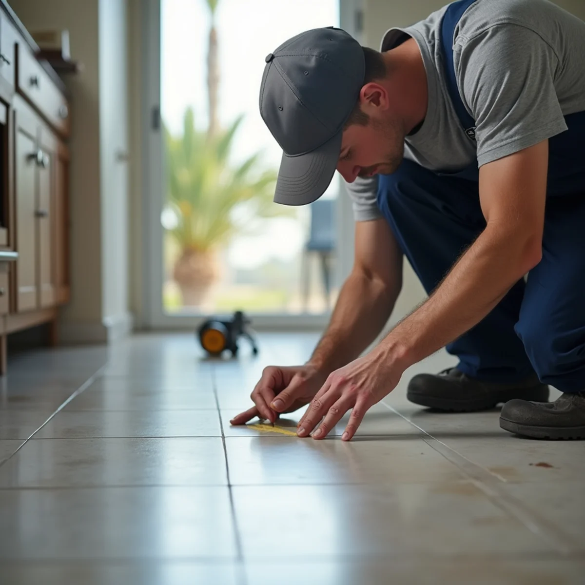 Red Eagle Plumbers plumber performing leak detection in a Tarpon Springs, FL home