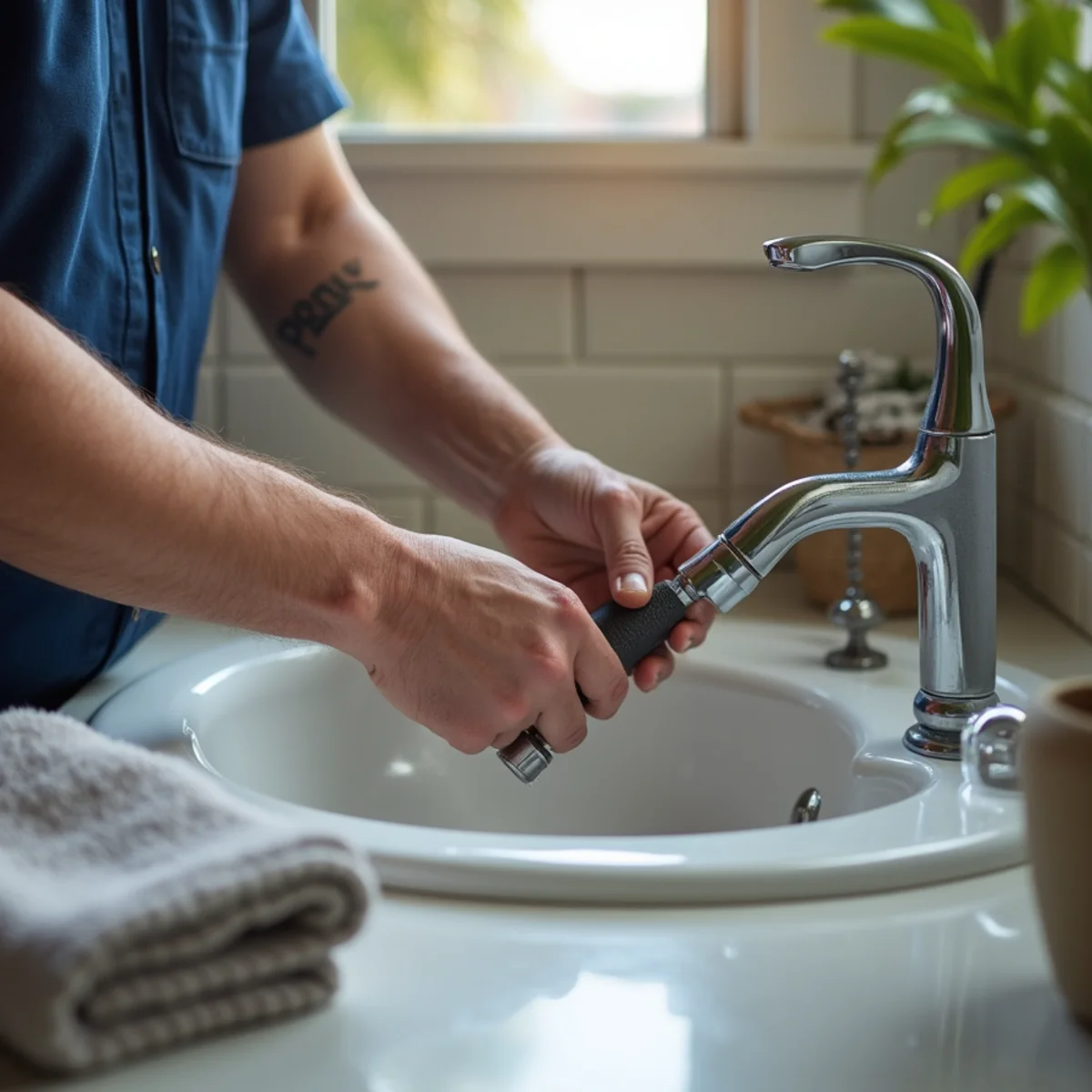 Red Eagle Plumbers plumber performing plumbing repair in a Tarpon Springs, FL home