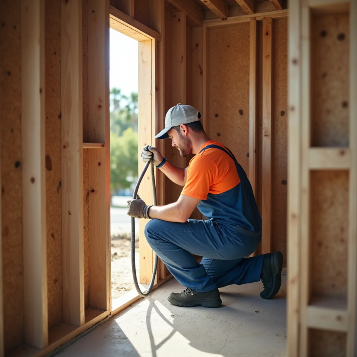 Plumber installing new PEX water supply lines during a whole-home repipe in a Tarpon Springs, FL home