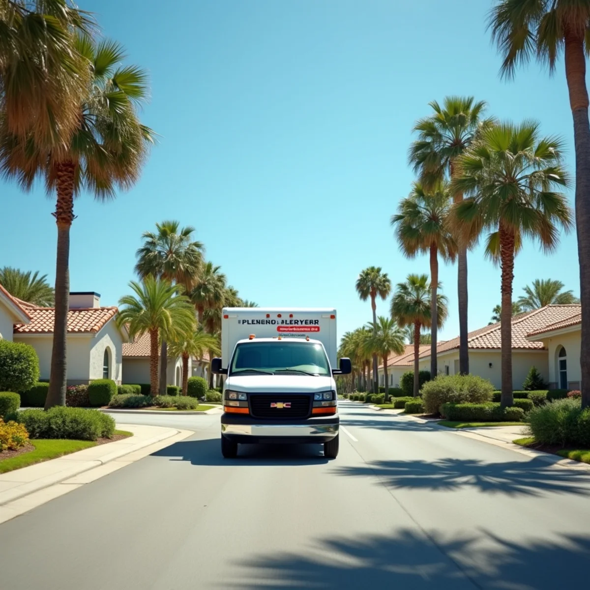 Red Eagle Plumbers van traveling through a north Pinellas neighborhood near Tarpon Springs, FL