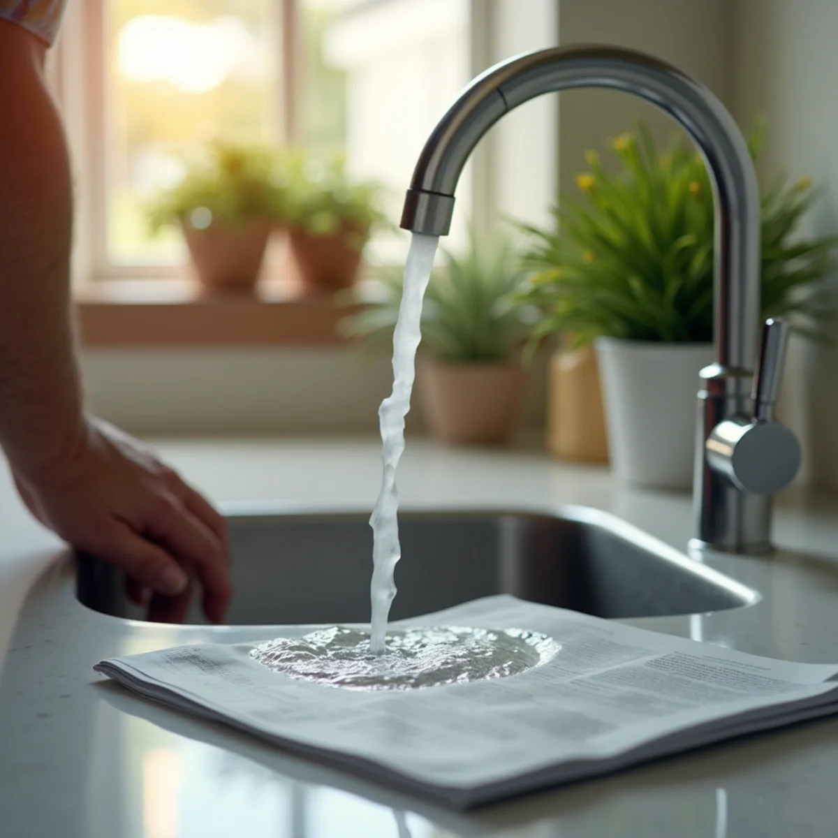 Weak flow from a faucet indicating low water pressure from a slab leak